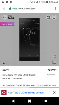 Black Sony Xperia XA1 Ultra