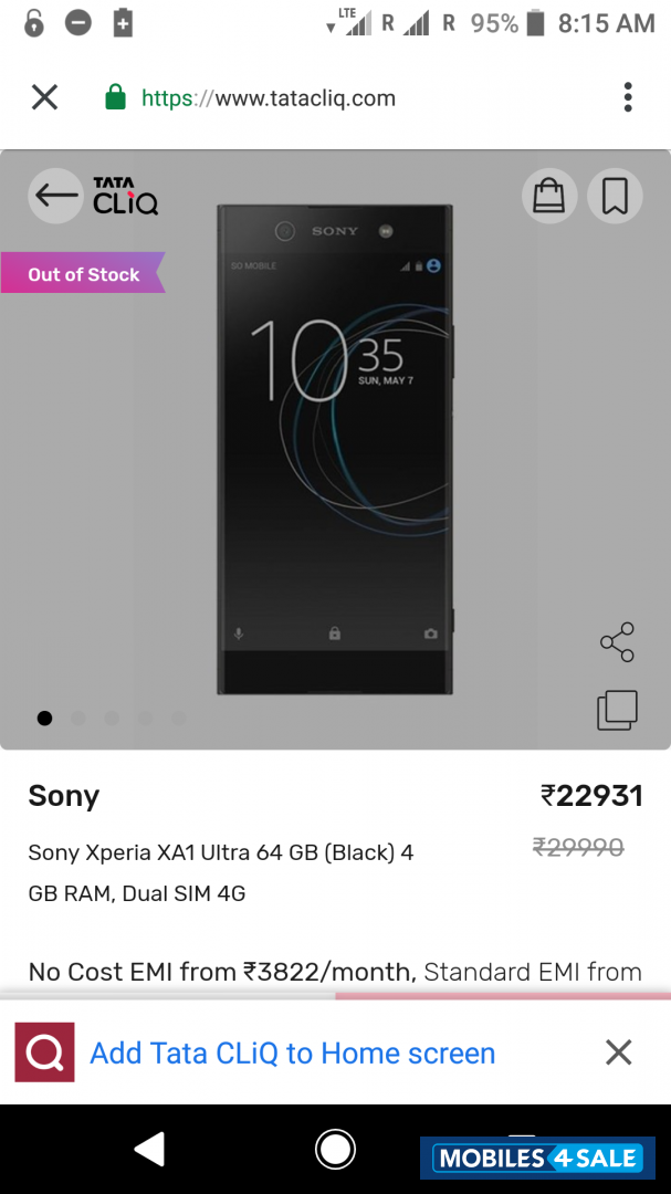 Black Sony Xperia XA1 Ultra