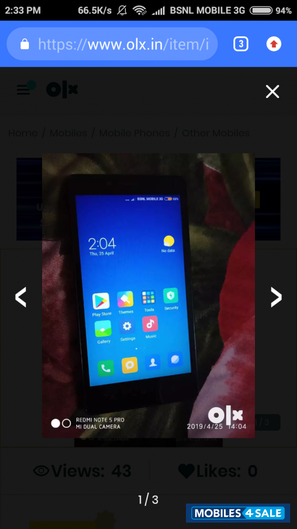 White Xiaomi  Redmi note 4g