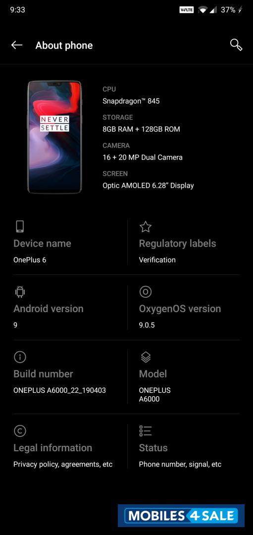 OnePlus  6 8gb+128gb
