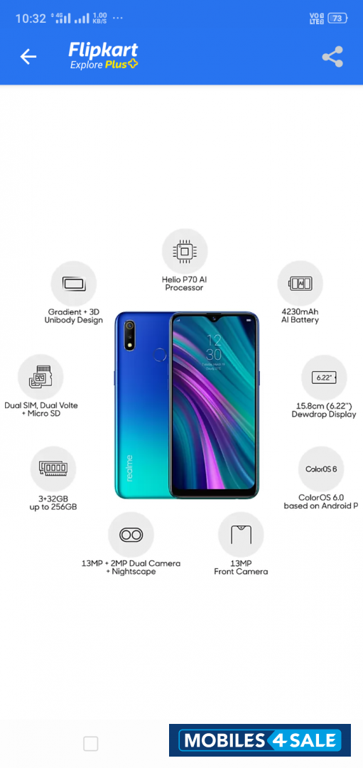 Gradient Blue Black Realme  Realme 3