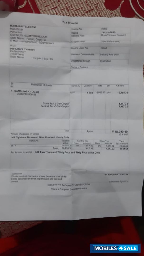 Blue Samsung  samsung A7 (2018)