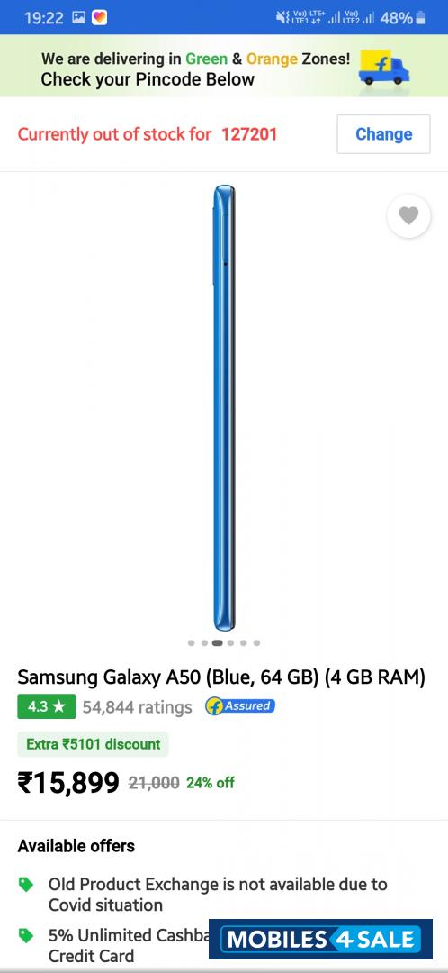 Blue Samsung  Galaxy a50