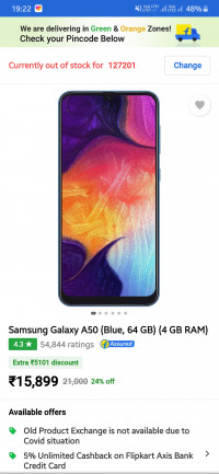 Blue Samsung  Galaxy a50