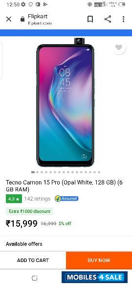 White Blue Tecno Tecno camon 15 pro
