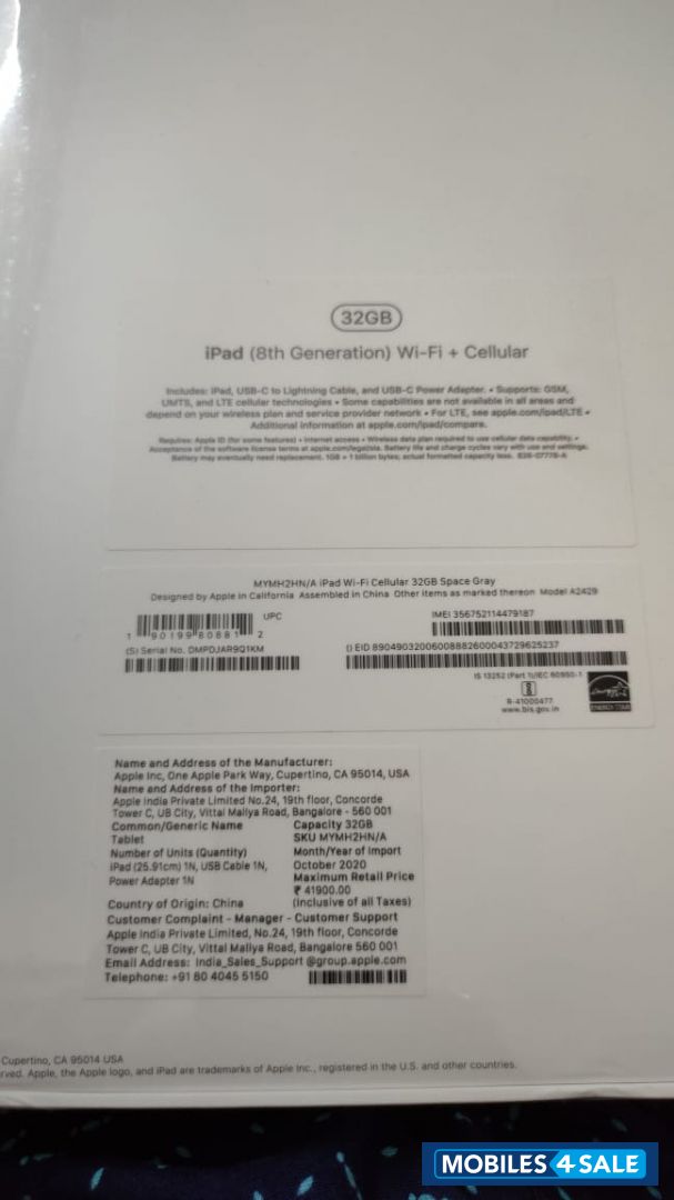 Apple  Ipad 8th Gen Wifi and cellular