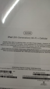 Apple  Ipad 8th Gen Wifi and cellular