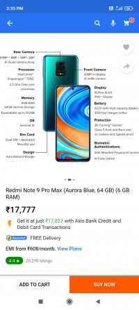Redmi  Redmi note 9 pro max