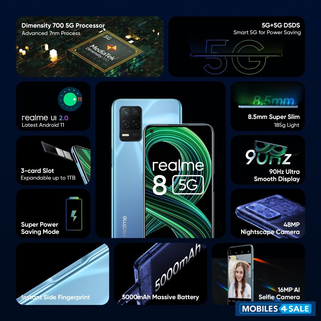 Supersonic Blue Realme  Realme 8 5G 8 GB + 128 GB