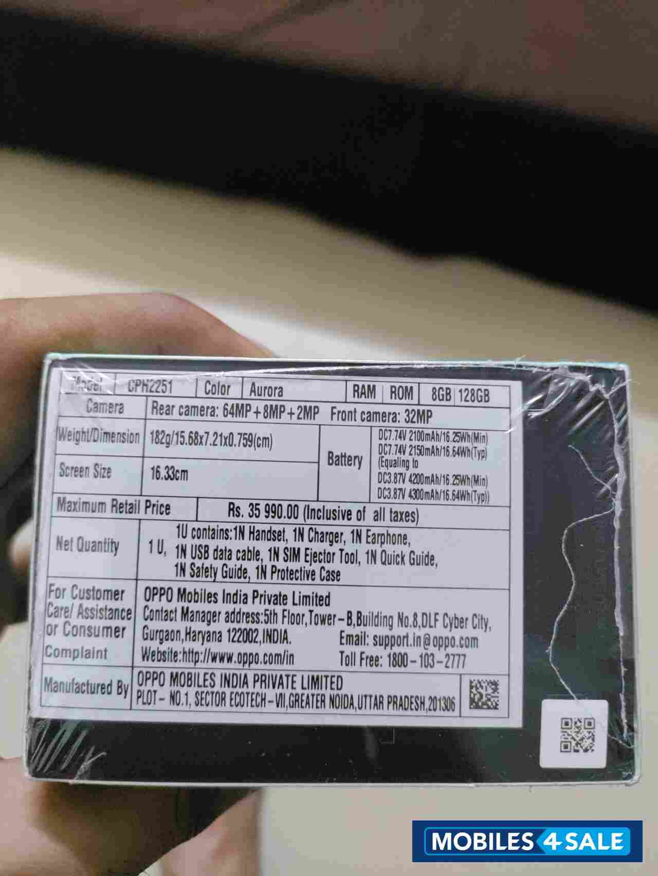 Sky Blue Oppo  Reno6 5G