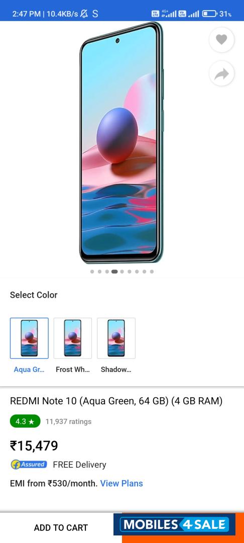 Blue Xiaomi Redmi note 10