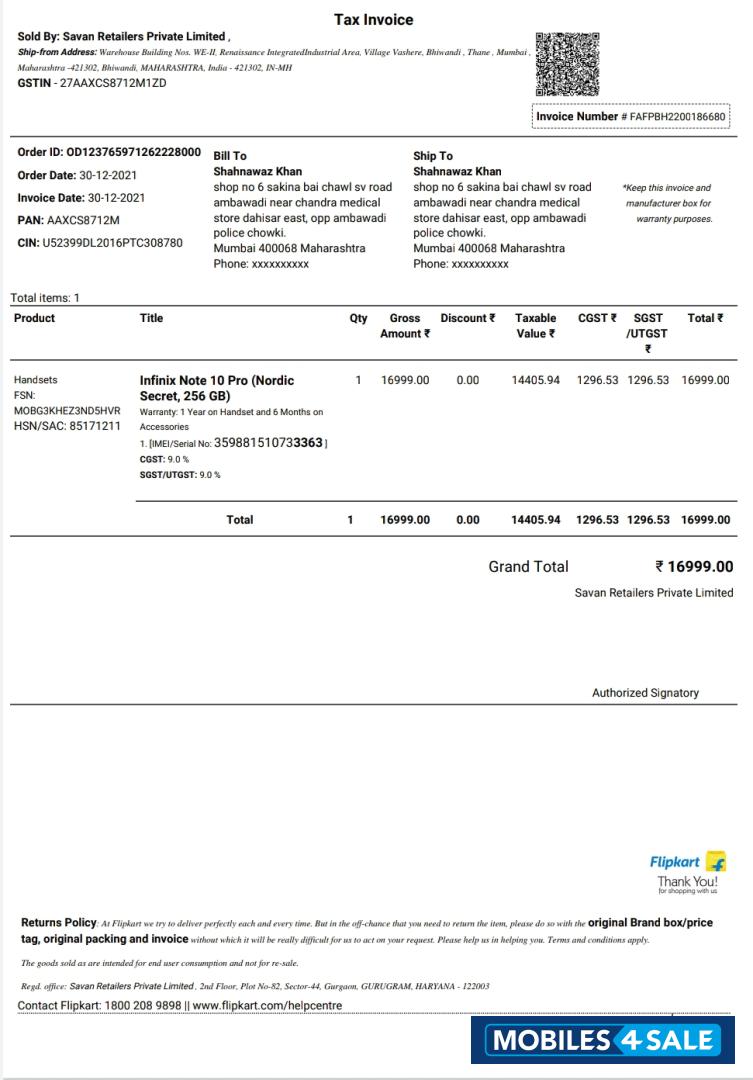 Infinix  Note 10 pri