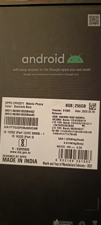 Sky Blue Oppo  Reno7 5G