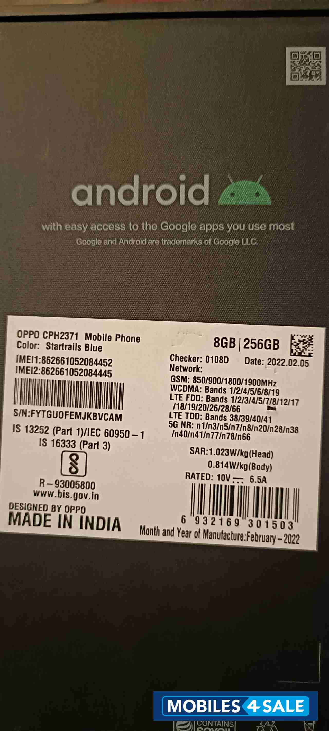 Sky Blue Oppo  Reno7 5G