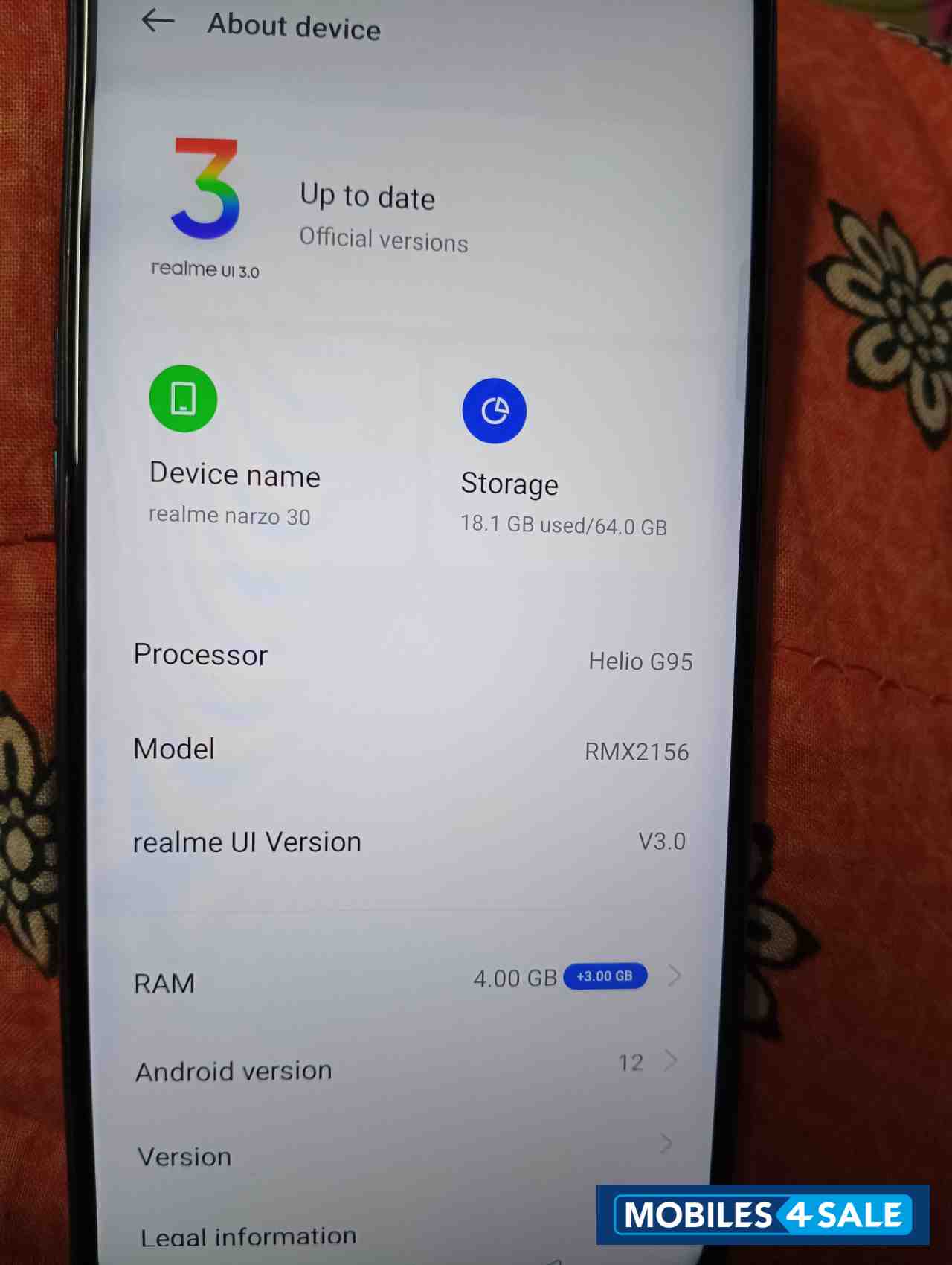 Blue Realme  Narzo 30