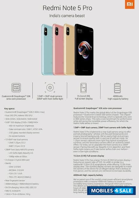 Blue Color Xiaomi Redmi Redmi Note 5 Pro/Plus (Global)