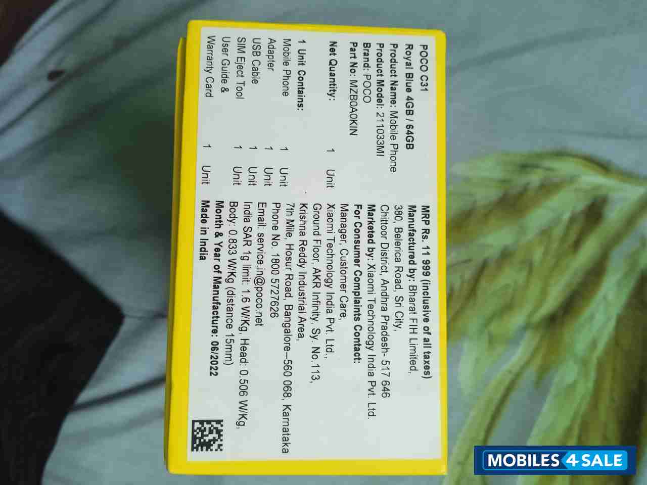 Blue POCO  C31 ram 4+1/64 gb rom