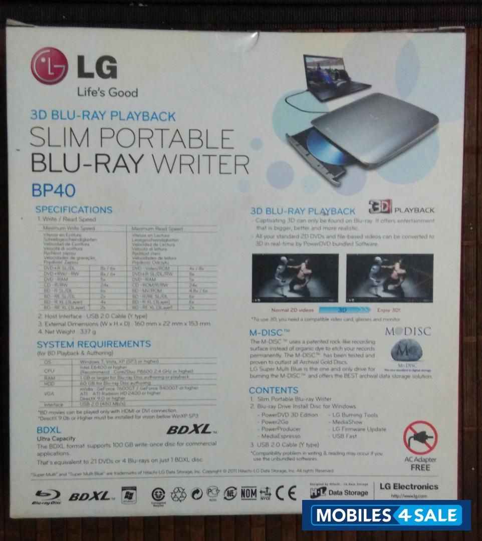 LG  BP40 Slim Portable Blue Ray Writer