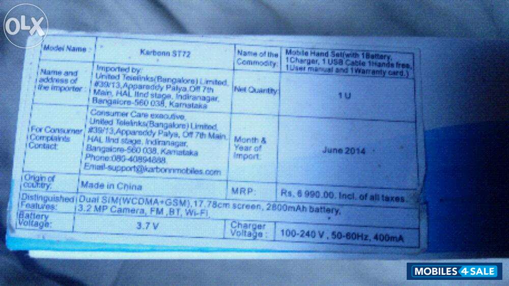 White Karbonn ST72 White Karbonn ST72