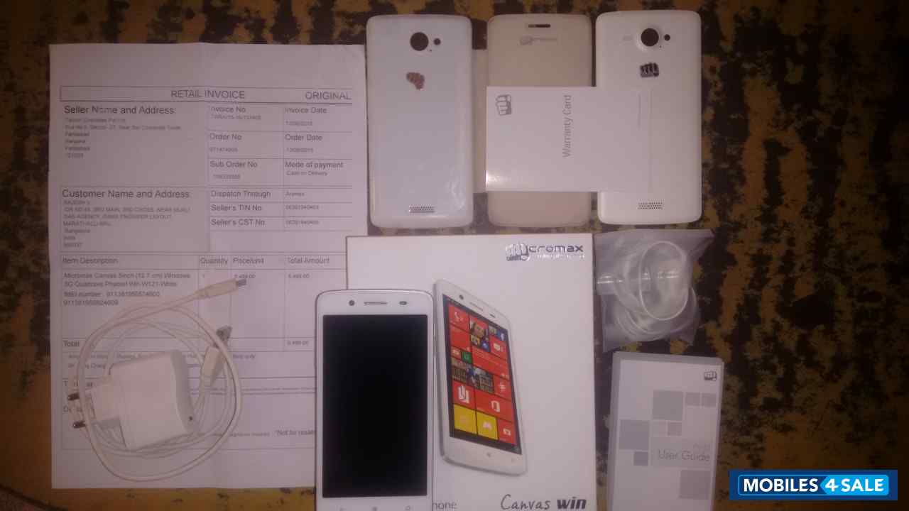 White Micromax Canvas Win W121
