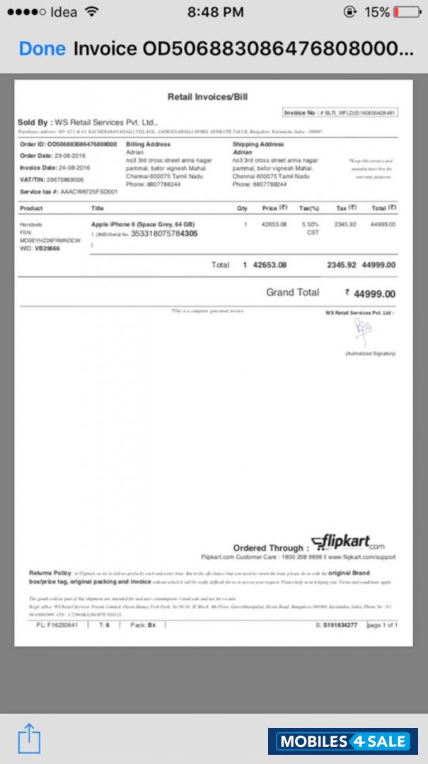 Space Grey Apple iPhone 6