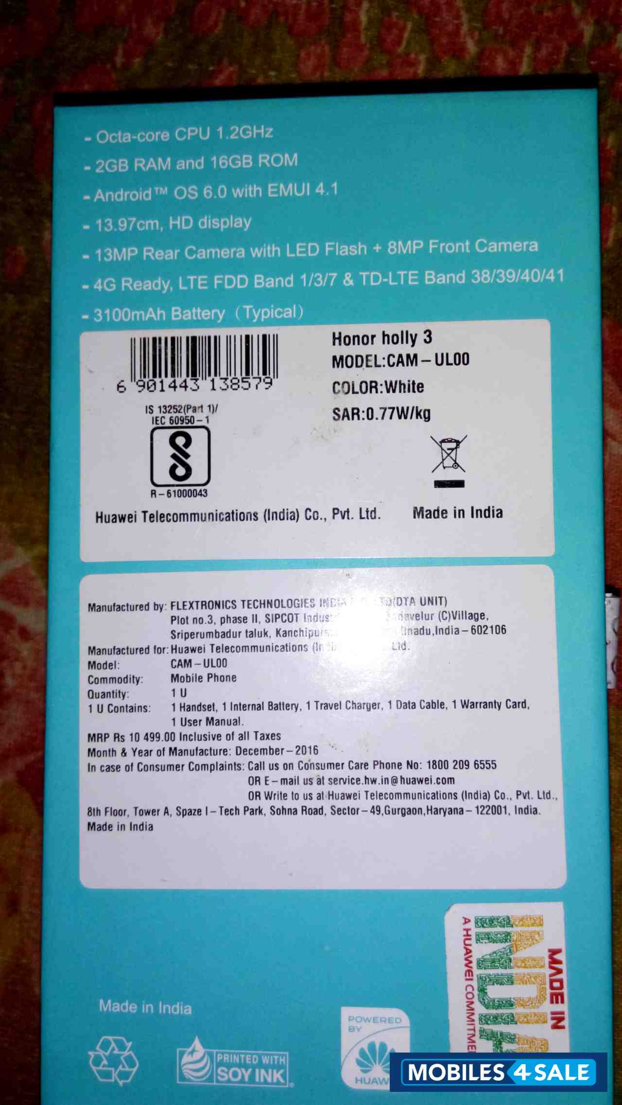 White Huawei Honor Holly 3