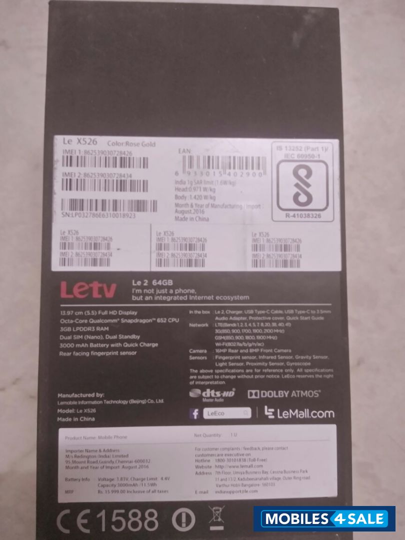 Rose Gold LeEco Le 2 Rose Gold LeEco Le 2