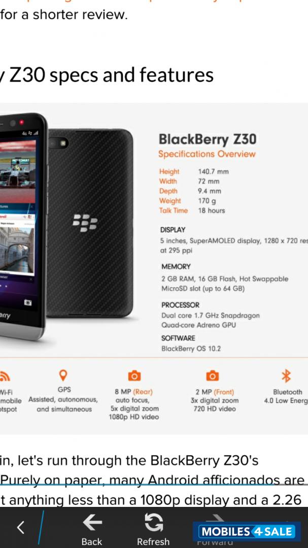 Black BlackBerry Z30