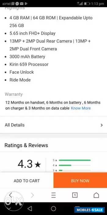 Samphire Blue Huawei  Honor9lite