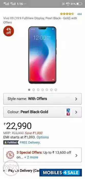 Black Vivo V-series vivo v9