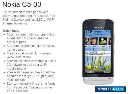 White Nokia C-series c5-03