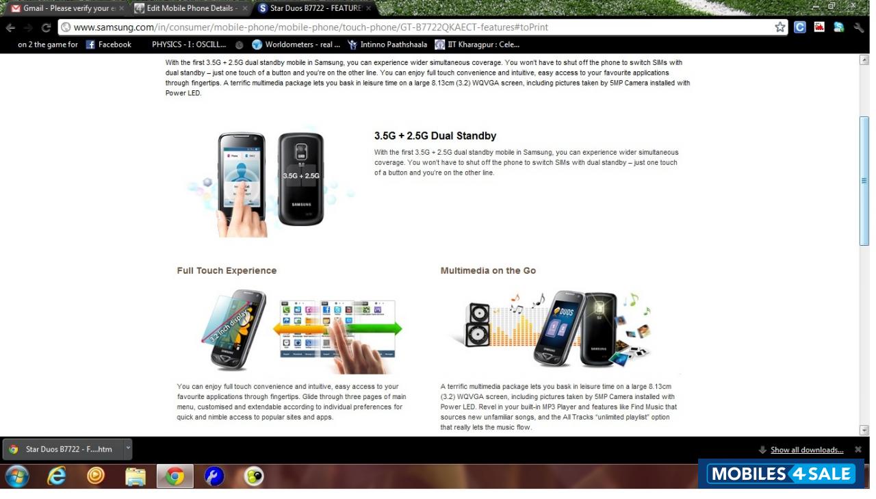 Black Samsung  DUOS GTB7722