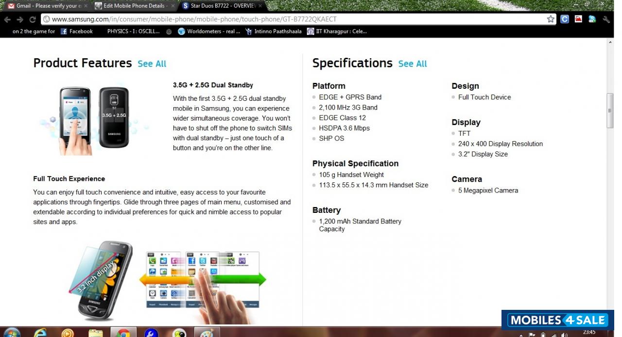 Black Samsung  DUOS GTB7722