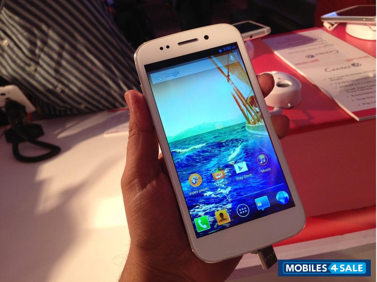 White Micromax Canvas 4 A210