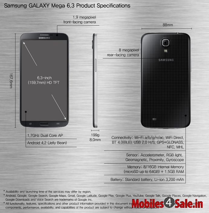 Samsung Galaxy Mega 6.3 inches 19200