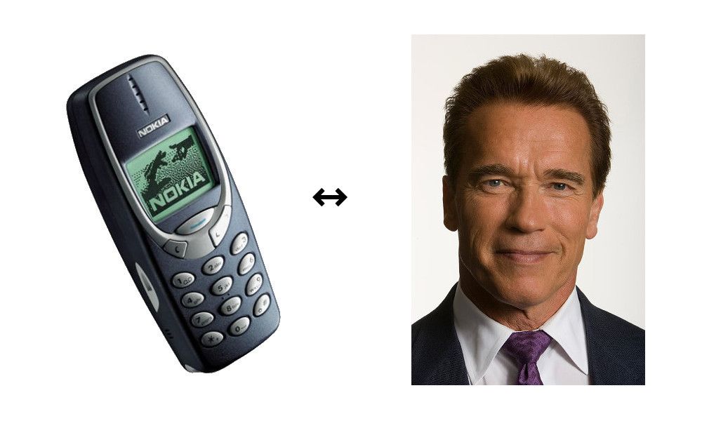 Nokia 3310 and Arnold Schwarzenegger Nokia 3310 and Arnold Schwarzenegger