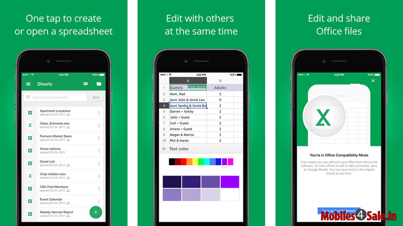 Google Sheets App for iPhone