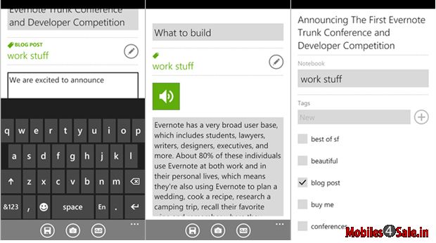 Evernote App for Windows Phone Evernote App for Windows Phone