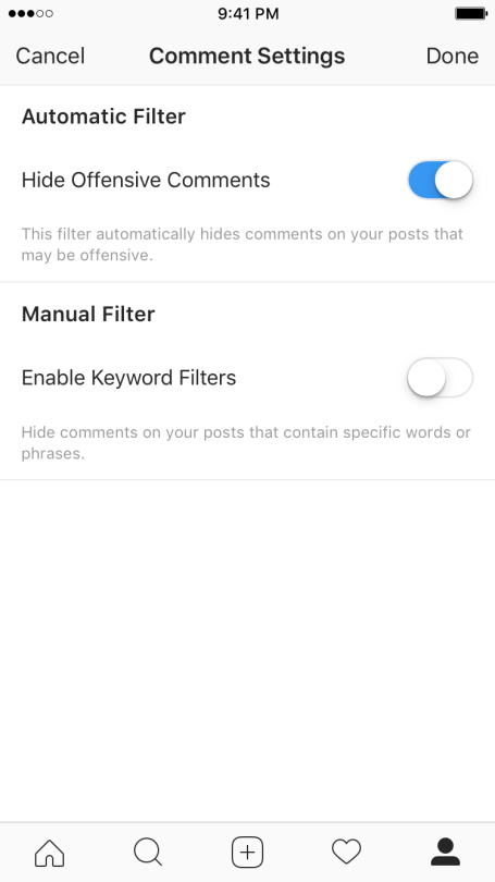 Instagram Abuse Filter