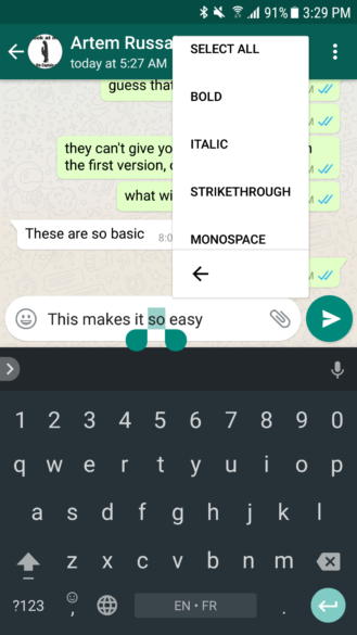 Whatsapp Text Font Change